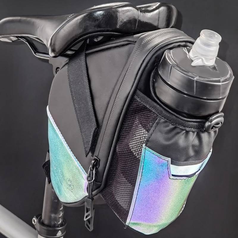 Wasserdichte, reflektierende Fahrradsatteltasche, neutrale Fahrradtasche für Mountainbike, MTB, Route, Fahrradgurt, Schnellverschluss-Tasche (Farbreflexion) von ReachMall