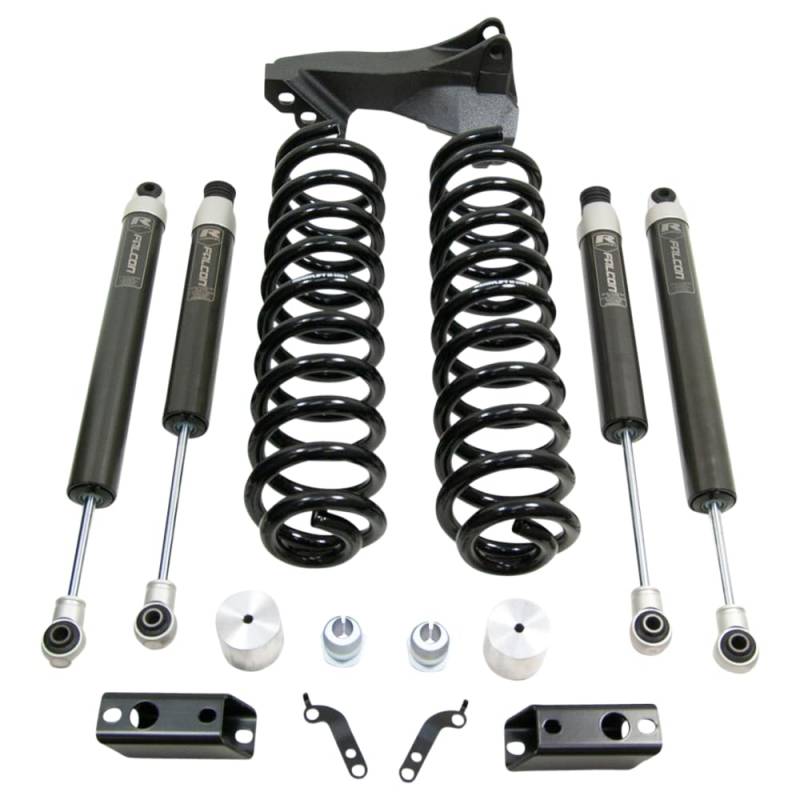 ReadyLIFT 46-20253 6,3 cm Schraubenfeder-Fronthebe-Set mit Falcon 1.1 Einrohr-Stoßdämpfern vorne und hinten und vordere Schienenhalterung für Ford F250/F350/F450 Diesel 4WD von Readylift