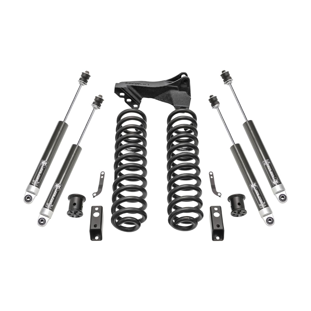 ReadyLIFT 46-27290 6,3 cm Schraubenfeder-Fronthebe-Set mit Falcon 1.1 Einrohr-Stoßdämpfern vorne und hinten und vordere Schienenhalterung für Ford F250/F350 Diesel 4WD von Readylift