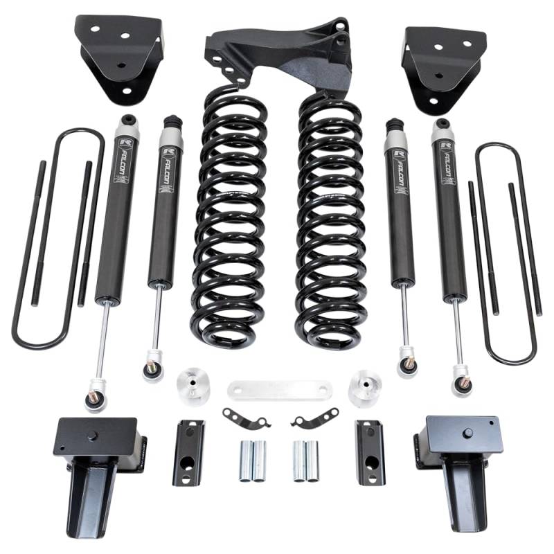 ReadyLIFT 49-27420 10,2 cm Schraubenfeder-Hebe-Set mit Falcon 1.1 Einrohr-Stoßdämpfern vorne und hinten und Schienenhalterung vorne für Ford F250/F350 Diesel Allradantrieb von Readylift