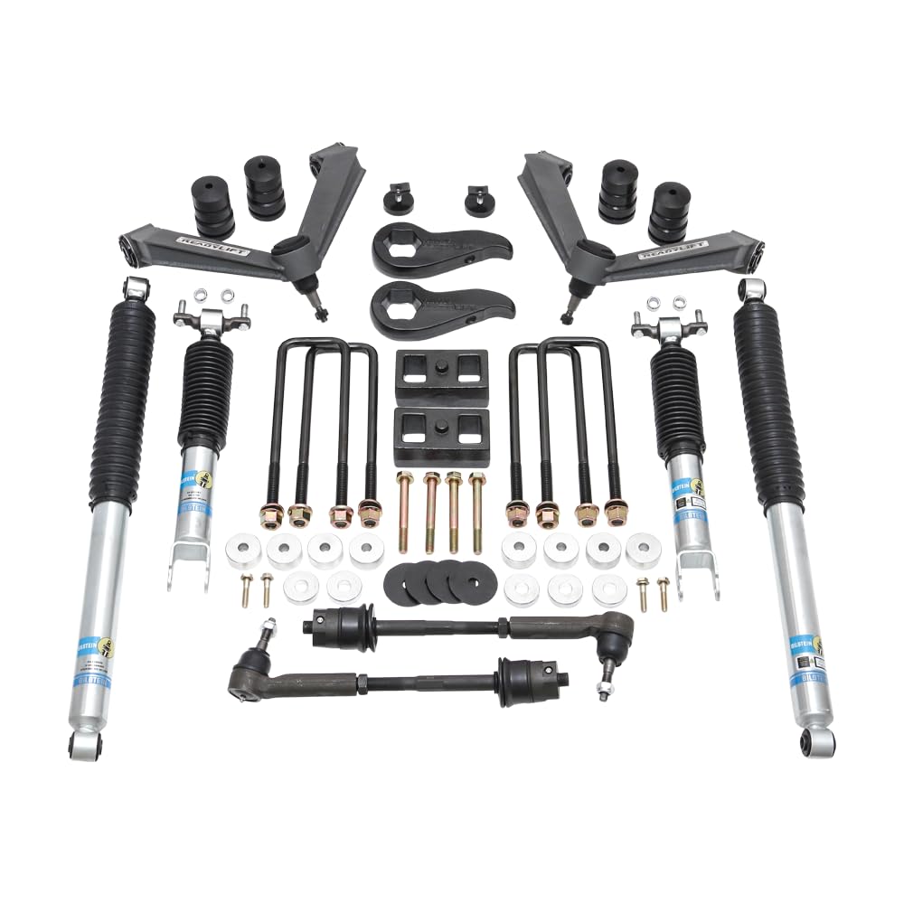 ReadyLIFT 69-3035 8,9 cm SST Lift Kit vorne mit 7,6 cm hinten mit gefertigten Querlenkern und Bilstein-Stoßdämpfern für Chevrolet/GMC 2500HD/3500HD RWD, 4WD von Readylift