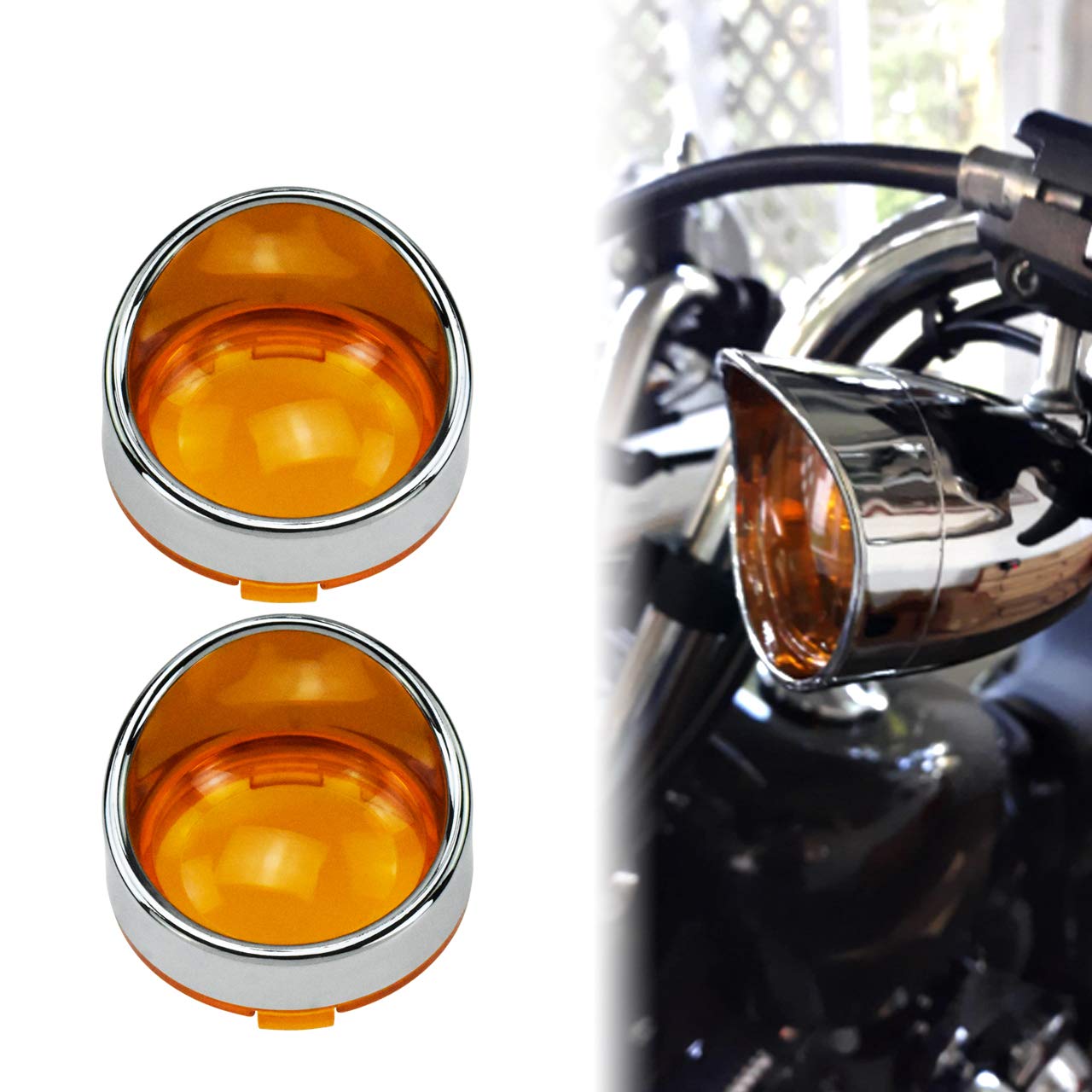 HDBUBALUS Motorrad ABS Visier Stil Blinker Linse Blinker Blenden Abdeckung für Harley Custom Cruiser #6 von HDBUBALUS