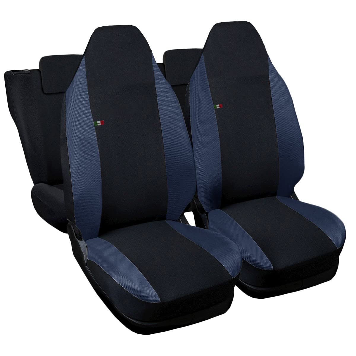 Rebeca Shop® Autositzbezüge kompatibel mit Smart ForFour, Made in Italy, Polyester-Gewebe, Sitzbezüge Set für vorne und hinten (Schwarz - Dunkelblau, Komplettset (vorne + hinten)) von Rebeca Shop