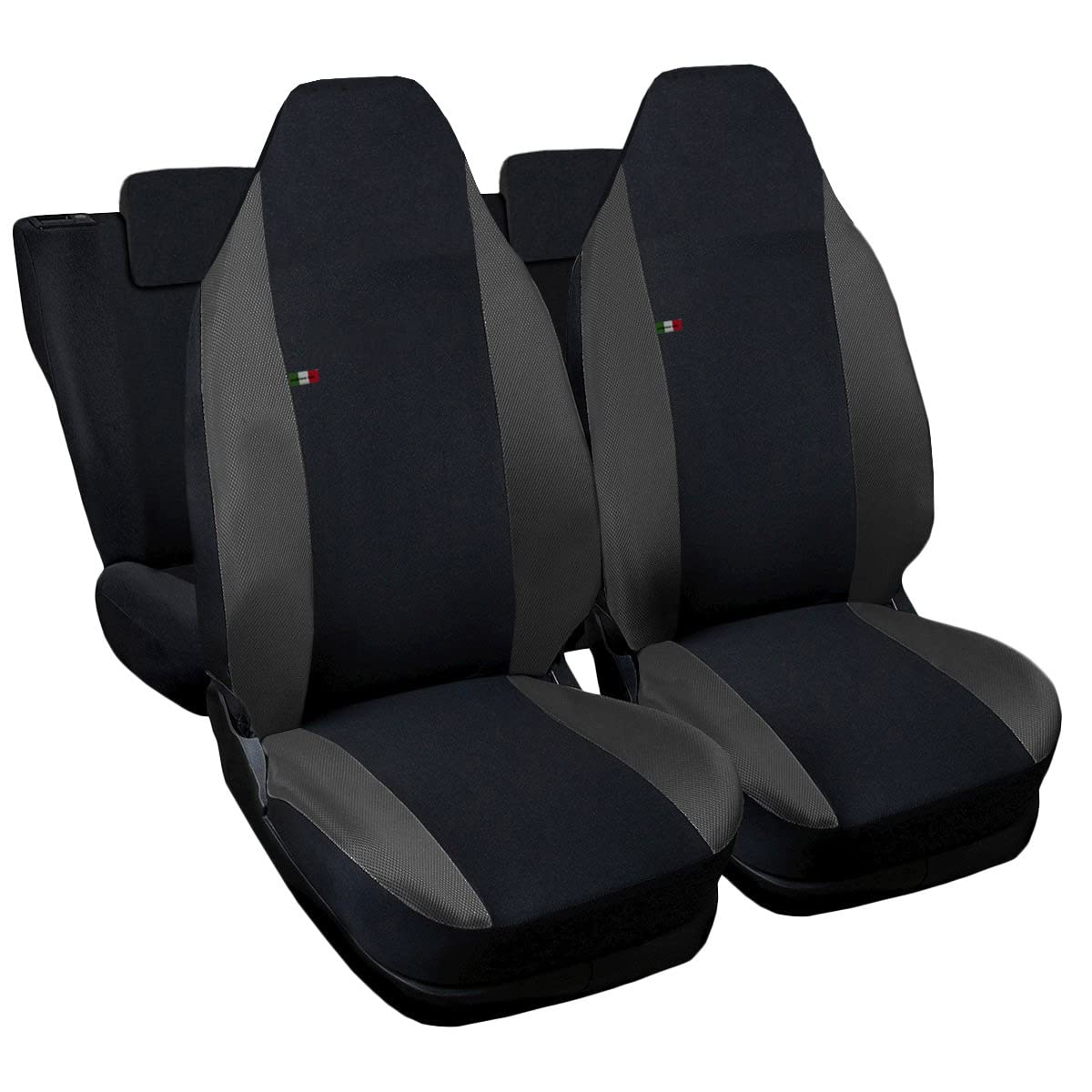 Rebeca Shop® Autositzbezüge kompatibel mit Smart ForFour, Made in Italy, Polyester-Gewebe, Sitzbezüge Set für vorne und hinten (Schwarz - Dunkelgrau, Komplettset (vorne + hinten)) von Rebeca Shop