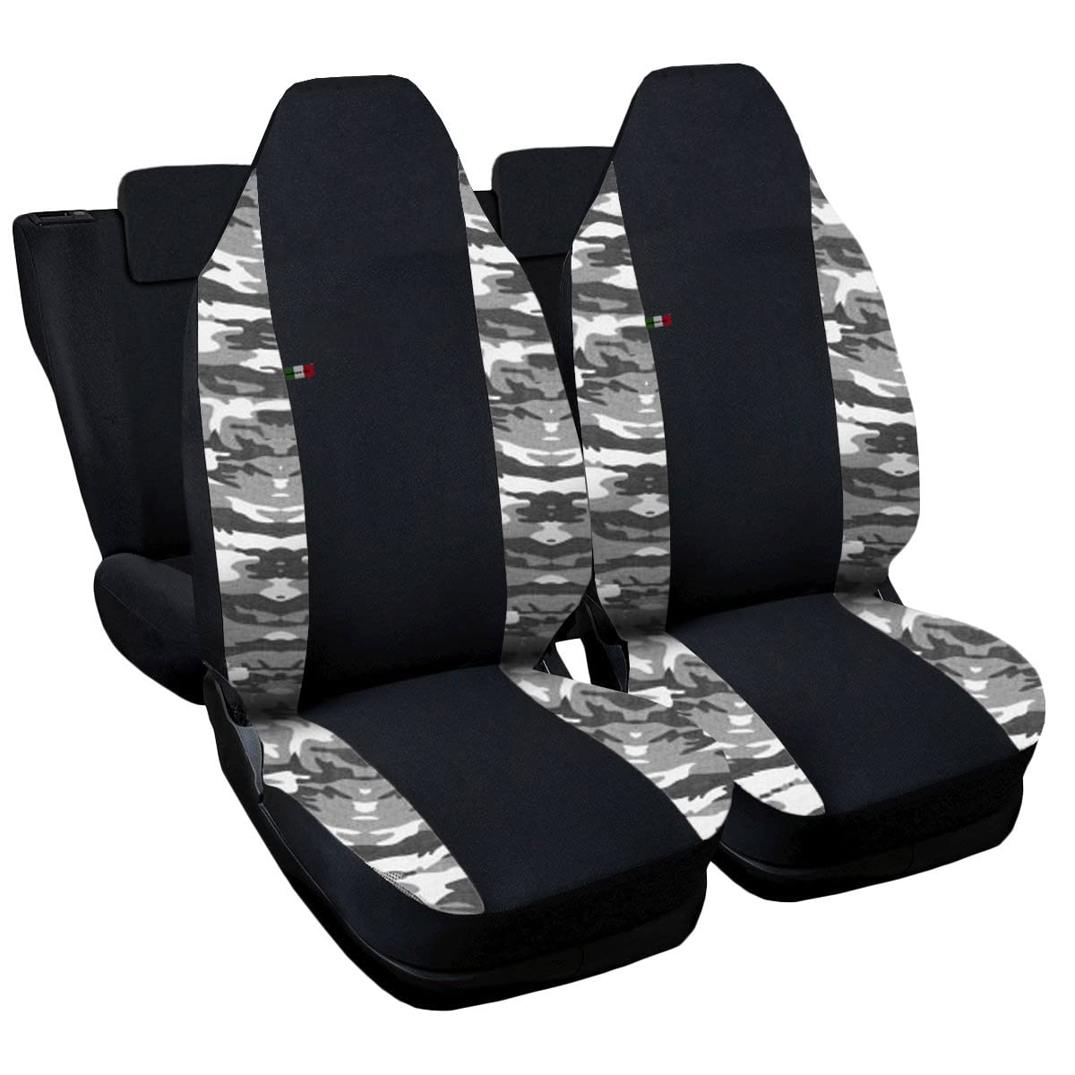 Rebeca Shop® Autositzbezüge kompatibel mit Smart ForFour, Made in Italy, Polyester-Gewebe, Sitzbezüge Set für vorne und hinten (Schwarz - Grau Camouflage, Komplettset (vorne + hinten)) von Rebeca Shop