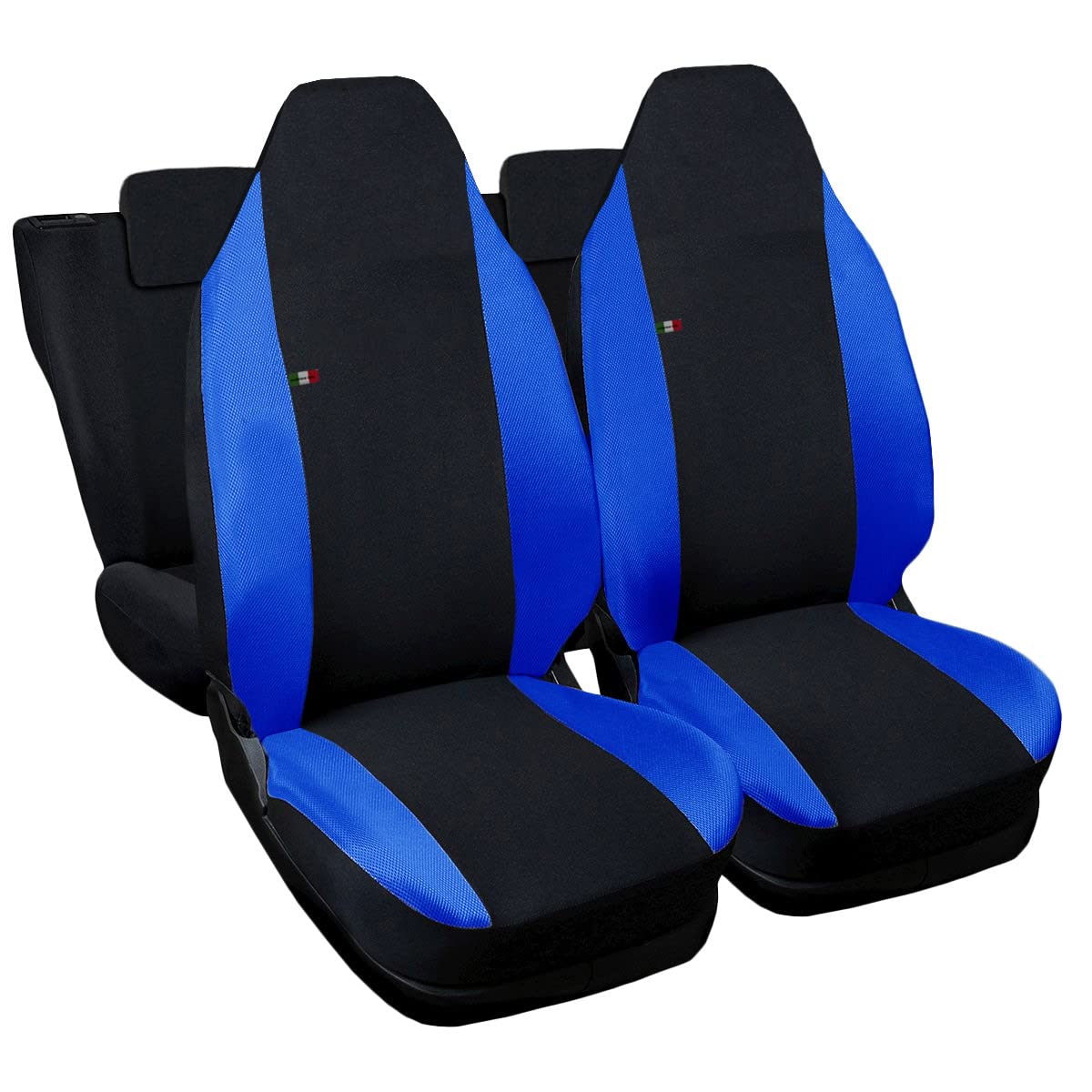 Rebeca Shop® Autositzbezüge kompatibel mit Smart ForFour, Made in Italy, Polyester-Gewebe, Sitzbezüge Set für vorne und hinten (Schwarz - Royalblau, Komplettset (vorne + hinten)) von Rebeca Shop