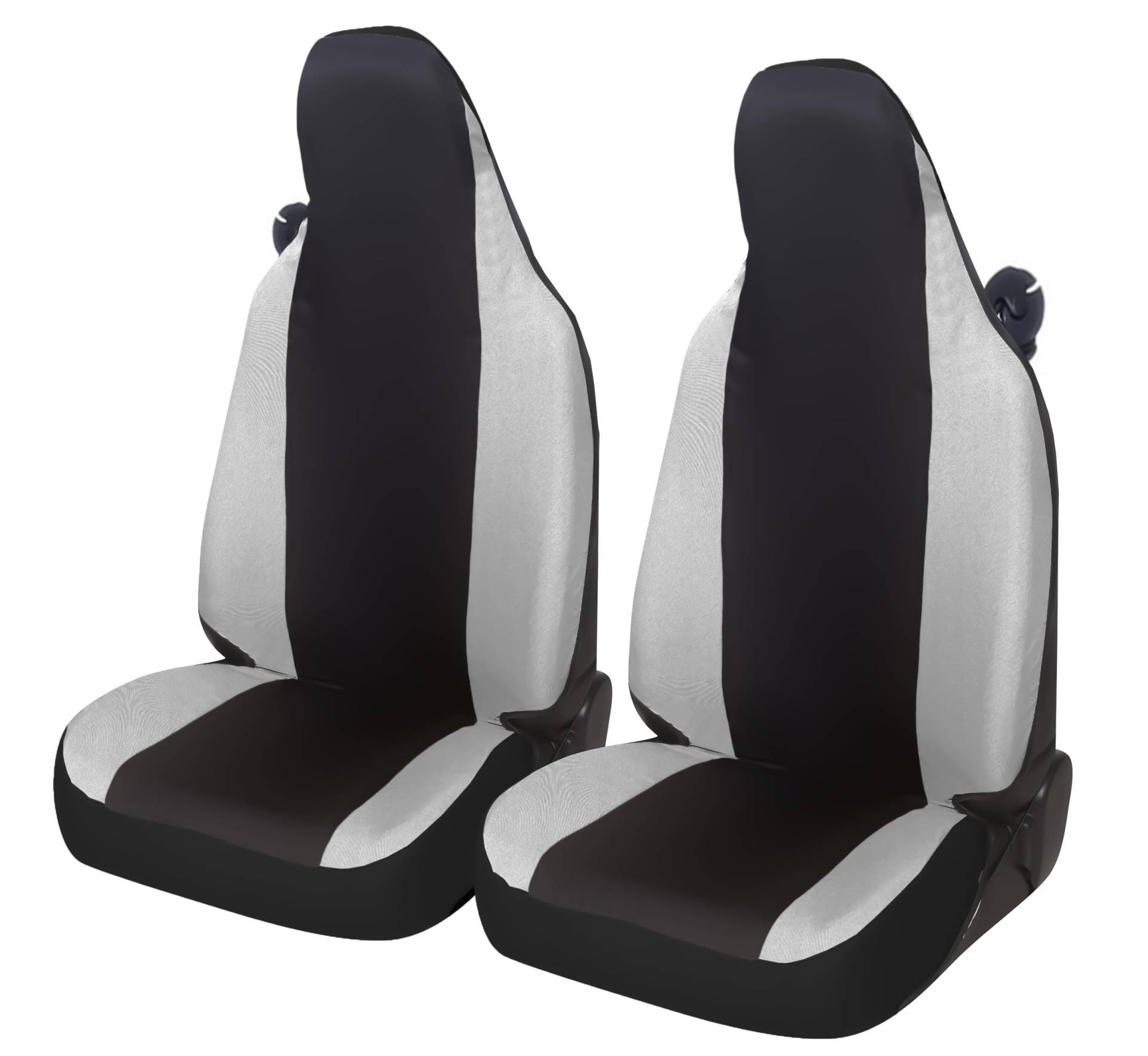 Rebeca Shop® Sitzbezüge aus Kunstleder vorne kompatibel für Smart Fortwo, 1., 2. und 3. Serie, W450 W451 W453, 2er-Set (Schwarz/Hellgrau, Smart W453 dritte Serie) von Rebeca Shop