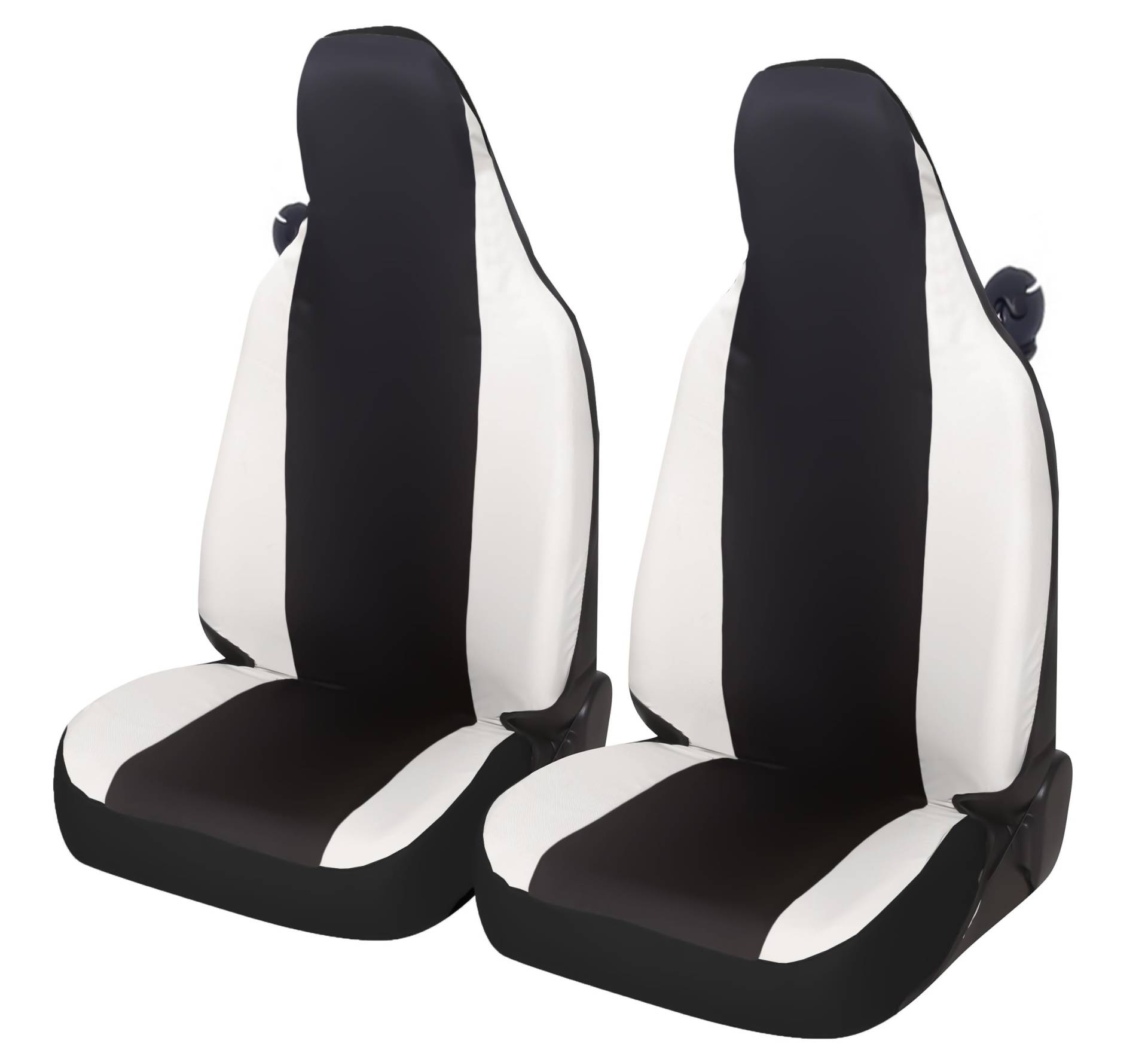 Rebeca Shop® Sitzbezüge aus Kunstleder vorne kompatibel für Smart Fortwo, erste, zweite und dritte Serie, W450 W451 W453, Set mit 2 Sitzbezügen (Schwarz/Weiß, Smart W450 erste Serie) von Rebeca Shop