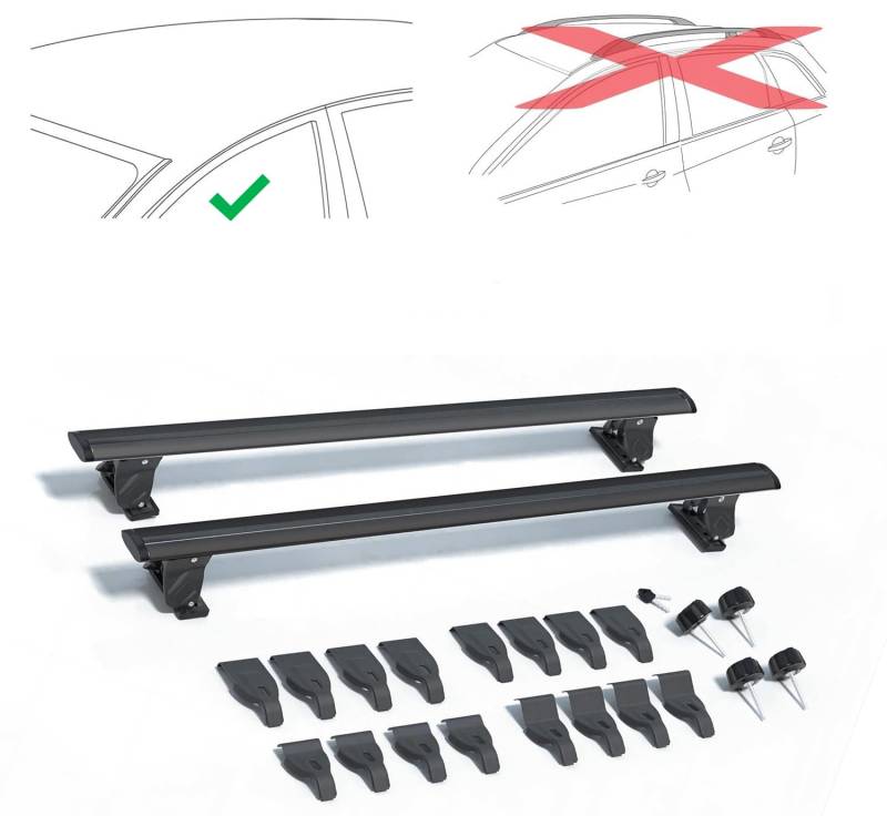 Rebeca Shop® Universal-Dachträger mit Diebstahlsicherung, schwarz, geeignet für Teuue Autos mit glattem Dach ohne Längsstangen oder Rails 130-140 cm (Stangen 130 cm (LS22) von Rebeca Shop