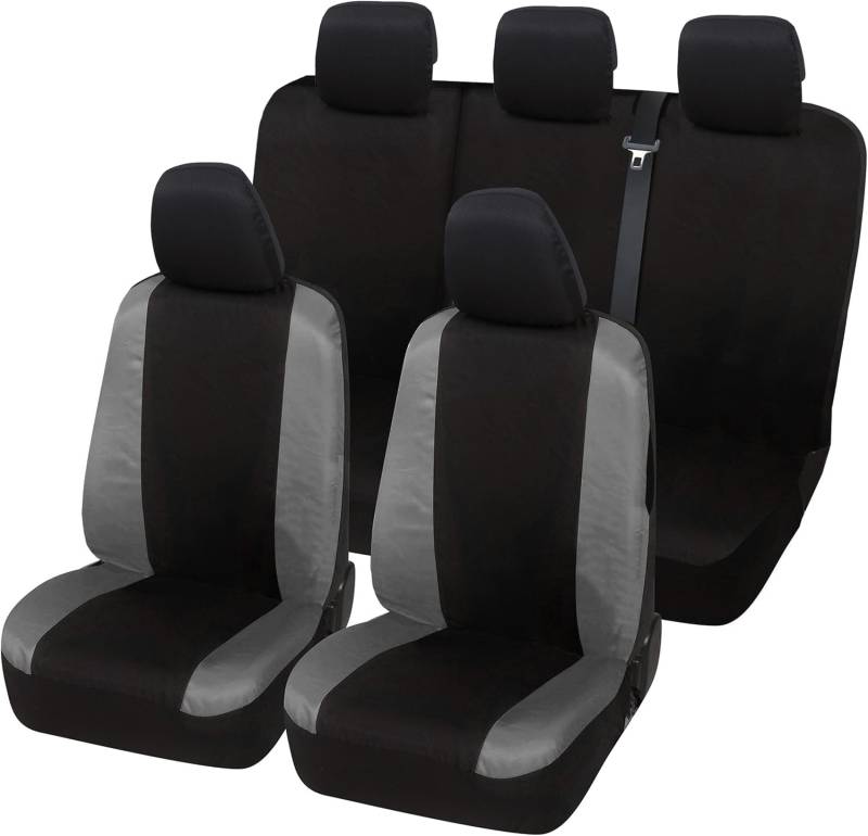 Rebeca Shop Autositzbezüge kompatibel mit MG ZS, Komfort-Modell, Polycotton, vorne hinten und Kopfstützenbezüge, Schwarz (Schwarz/Dunkelgrau) von Rebeca Shop