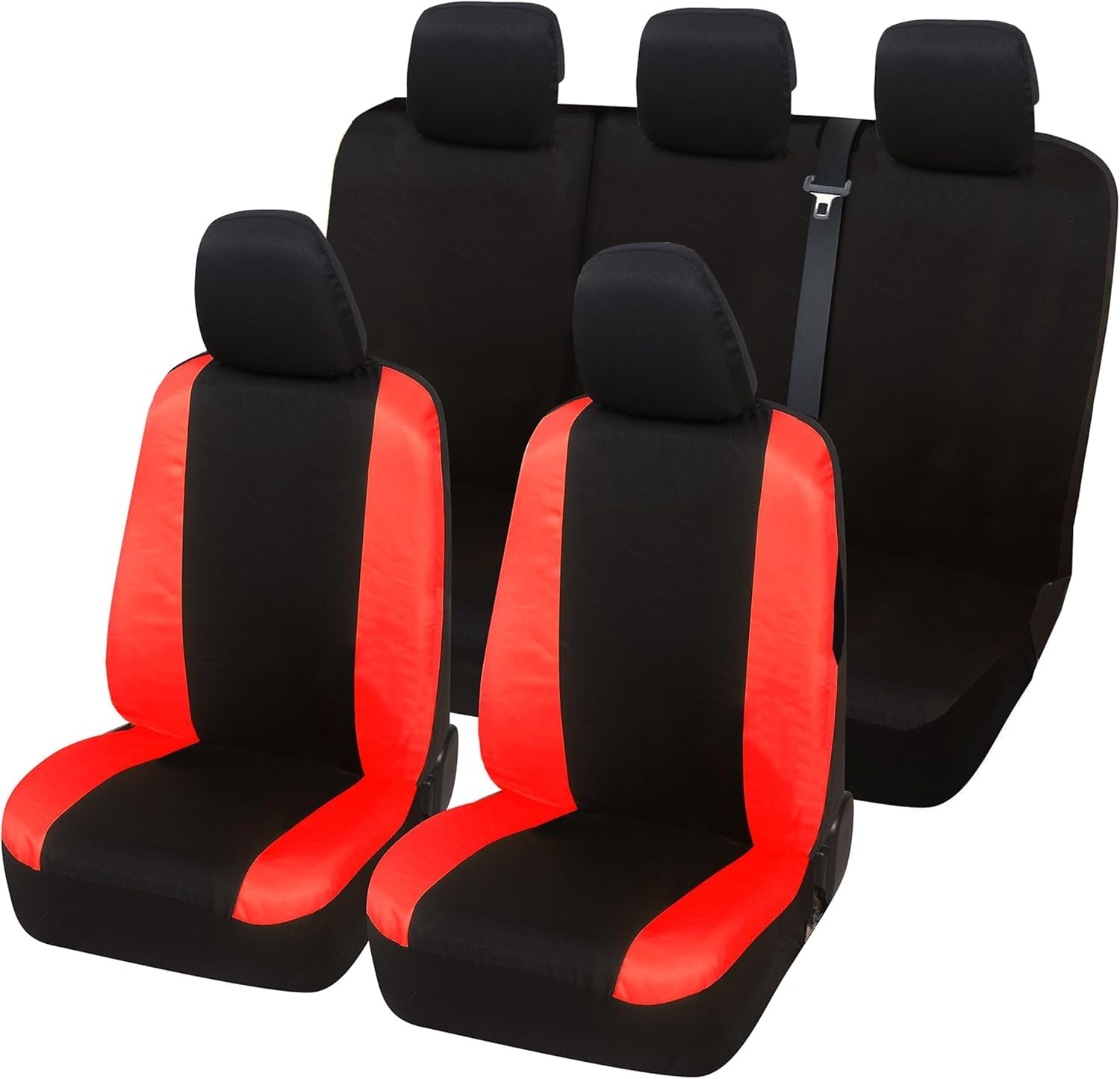 Rebeca Shop Autositzbezüge kompatibel mit MG ZS, Komfort-Modell, Polycotton, vorne hinten und Kopfstützenbezüge, Schwarz (Schwarz/Rot) von Rebeca Shop