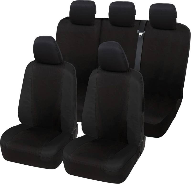 Rebeca Shop Autositzbezüge kompatibel mit MG ZS, Komfort-Modell, Polycotton, vorne hinten und Kopfstützenbezüge, Schwarz (Schwarz/Schwarz) von Rebeca Shop