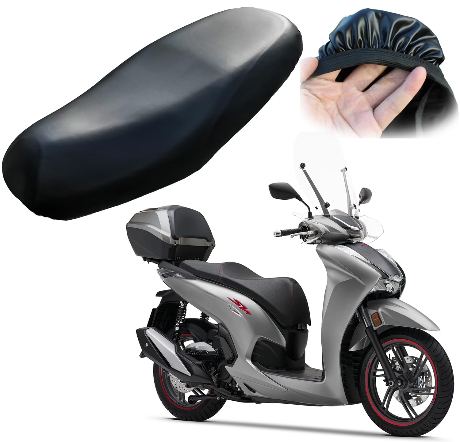 Rebeca Shop Universal-Sattelbezug aus Kunstleder mit Tasche | anpassbarer Sattelbezug für Motorroller | erhältlich in verschiedenen Größen | Zubehör Motorrad Größe (L (86 x 48 cm) von Rebeca Shop