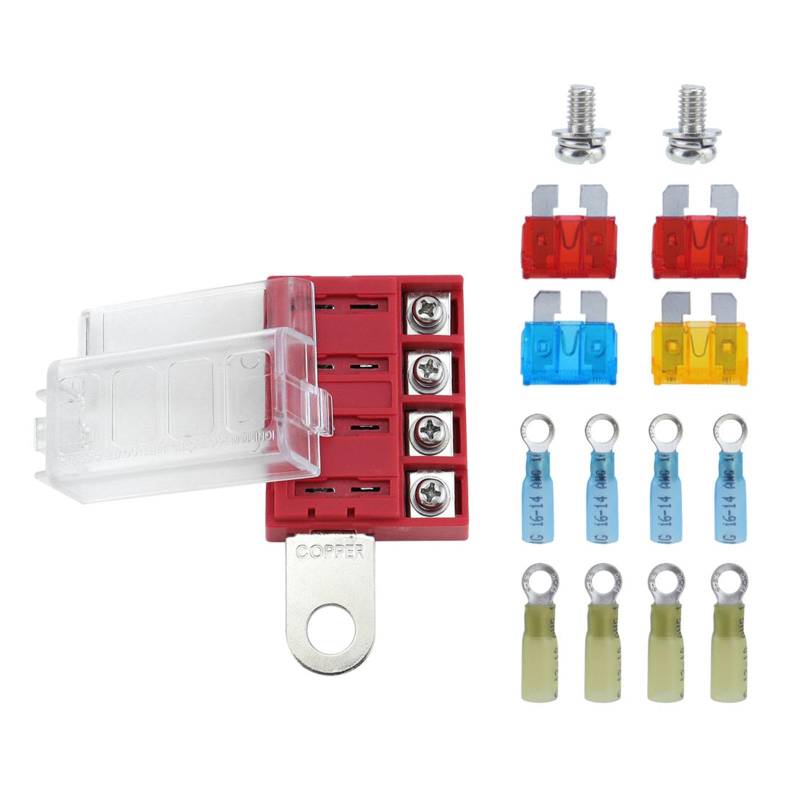 Rebellious Marine 4 Circuit Sicherungstafel Mit Schutzabdeckungen Hoher Leitfähigkeits Sicherungen Block Für Die Verwendung Von Multifunktionen In Fahrzeugen Und Booten von Rebellious
