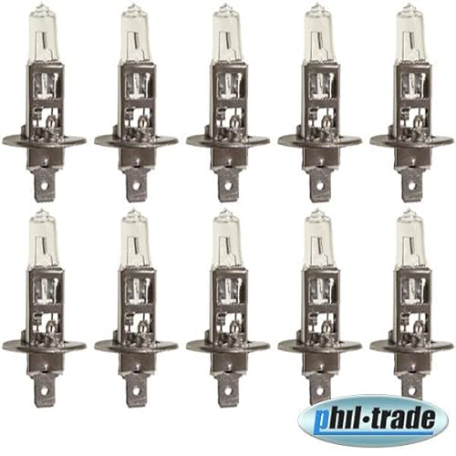 10x Halogen H1 Scheinwerferlampe Birne 55W 12V Abblendlicht Fernlicht Glühlampen | E - Prüfzeichen | Sockel P14,5s - Warm Weiß von Recambo