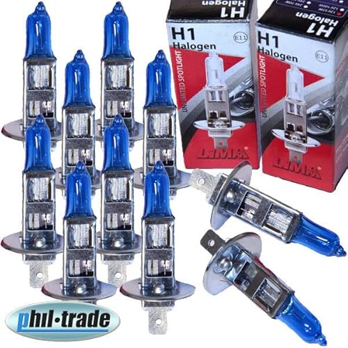 10x Halogen H1 Scheinwerferlampe Birne 70W 24V Abblendlicht Fernlicht Glühlampen | E - Prüfzeichen | Sockel P14,5s - Xenon Weiß von Recambo