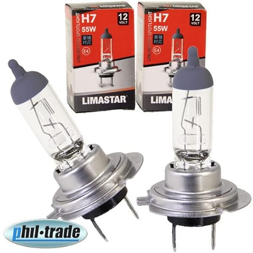 2X Halogen H7 Scheinwerferlampe Birne 55W 12V Abblendlicht Fernlicht Glühlampen | E - Prüfzeichen | Sockel PX26d - Warm Weiß von Recambo