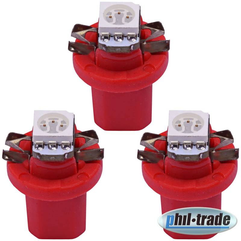 3 x B8.5d Tacho Beleuchtung LED 5050 SMD BAX10D high Power Rot Umbauset kompatibel für Opel Corsa B/Tigra A von Recambo