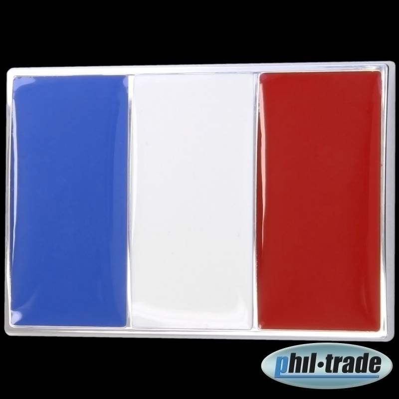 3D Chrom Emblem Aufkleber Flagge Frankreich France drapeau tricolore EM WM L077 von Recambo