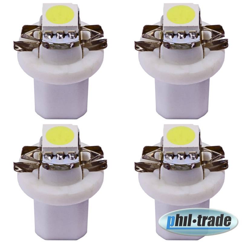 4 x B8.5d Tacho Beleuchtung LED 5050 SMD BAX10D high Power Weiß Umbauset kompatibel für Opel ZafiraA Corsac Tigra Twin Top von Recambo