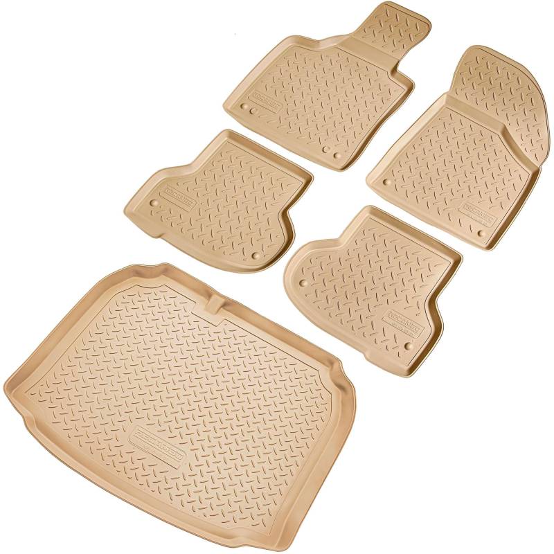 RECAMBO Gummimatten & Kofferraumwanne Set passend für Audi A3 8P + Sportback | 2003-2012 - 100% passgenaue Auto Fußmatten und Kofferraummatte aus hochwertigen rutschfesten TPE - Beige von Recambo