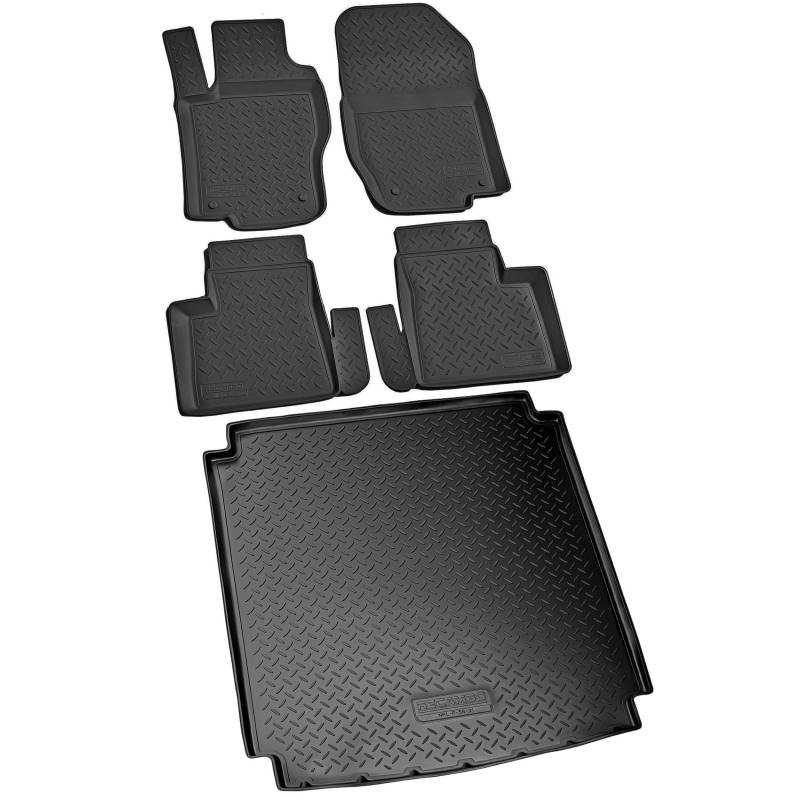 RECAMBO Gummimatten & Kofferraumwanne Set passend für Mercedes GL-Klasse, X164, 5 Sitze | 2006-2012 - 100% passgenaue Auto Fußmatten und Kofferraummatte aus hochwertigen rutschfesten TPE - Schwarz von Recambo