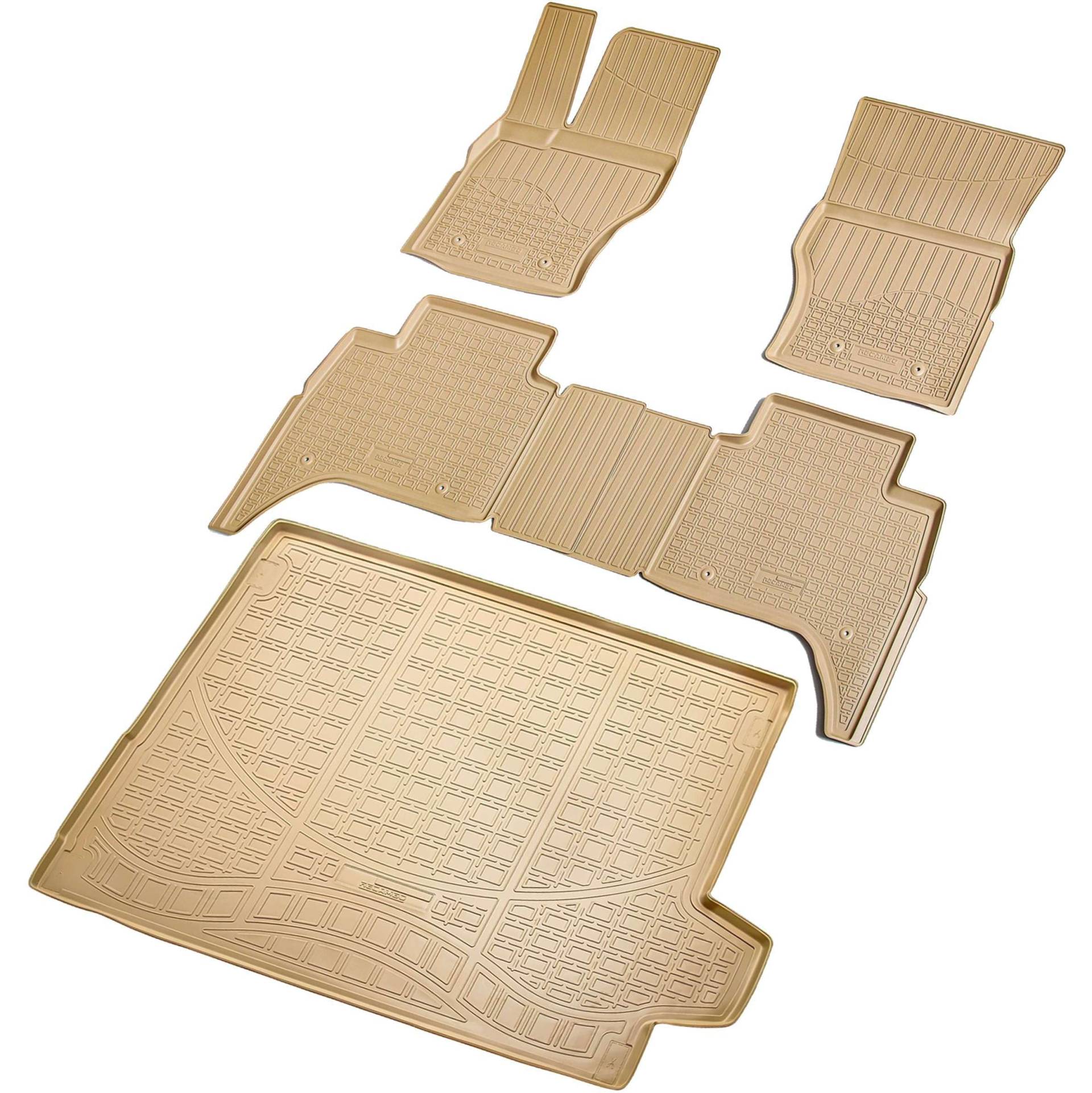 RECAMBO Gummimatten & Kofferraumwanne Set passend für Range Rover Sport II | Typ L494, LW | ab 2013> - 100% passgenaue Auto Fußmatten und Kofferraummatte aus hochwertigen rutschfesten TPE - Beige von Recambo