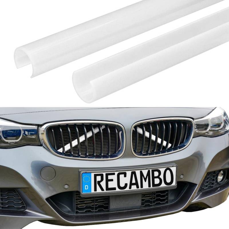 RECAMBO Kühler Grill Einsatz, Frontgrill Zierleisten Streifen, Grill V Streben | Kompatibel mit BMW 1er 2er 5er E60 E61 | F44 F52 | Weiß von Recambo