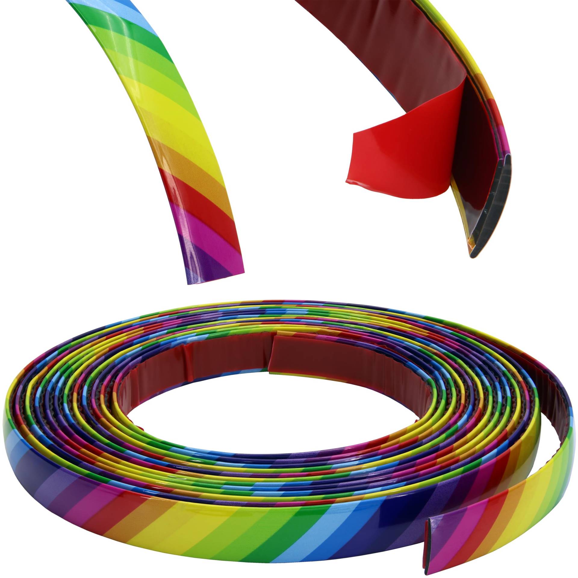 RECAMBO Zierleiste Regenbogen bunt - Vielseitig, Flexibel & Selbstklebend - 16mm x 5m von Recambo