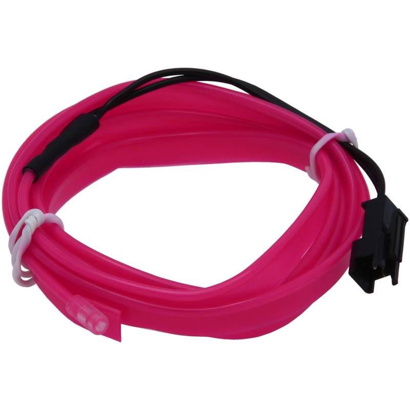 Recambo 1M EL Wire LED Ambiente Beleuchtung, 12V Flexible Neon Lichtleiste, Innenraumbeleuchtung für Auto, Inverter Inklusive, Wasserdichtes Ambientelicht für PKW, Pink von Recambo