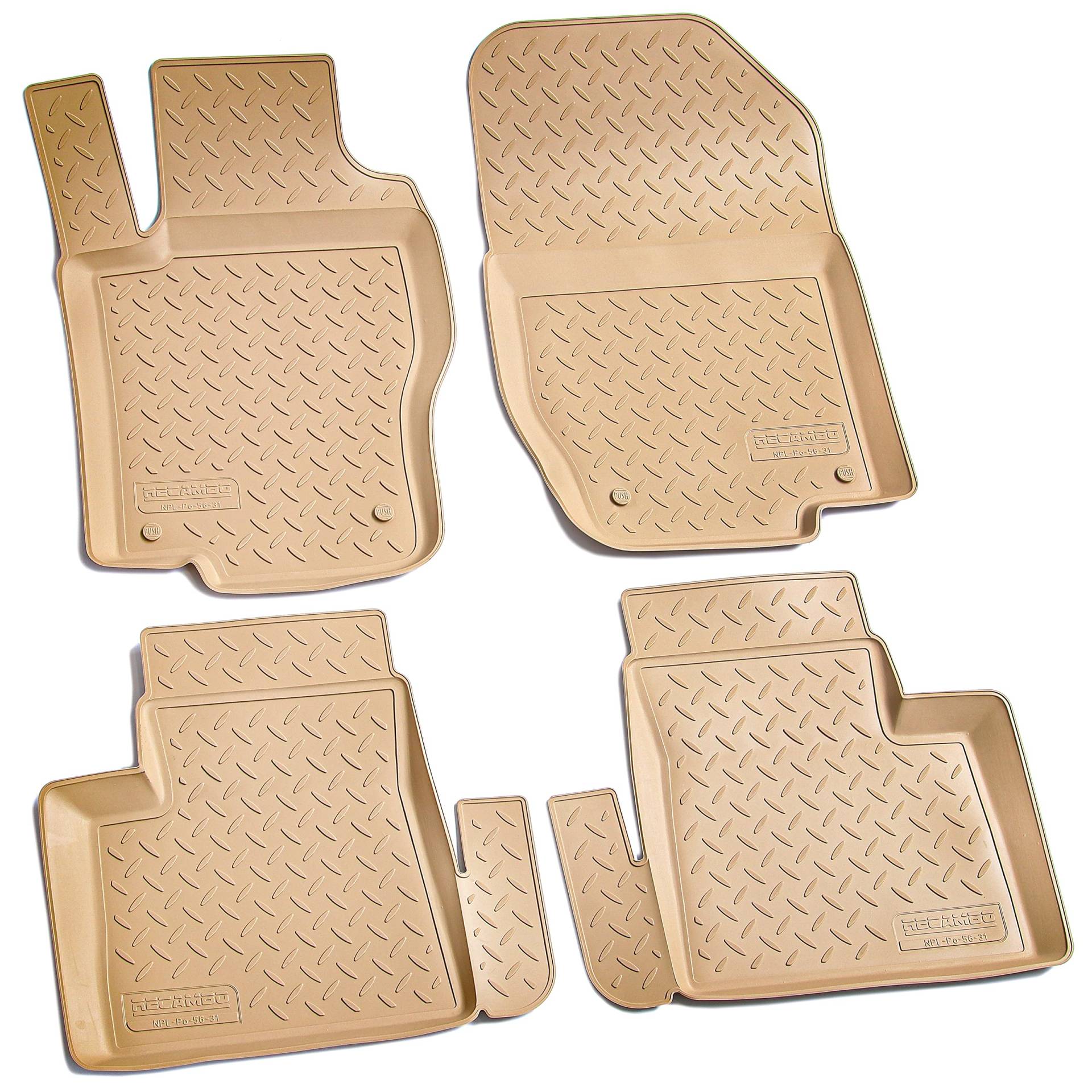 Recambo 3D Gummi Fußmatten kompatibel für Mercedes GL-Klasse X164 | 2006-2012 | Auto Gummimatten | Passgenau | mit Rand | beige von Recambo