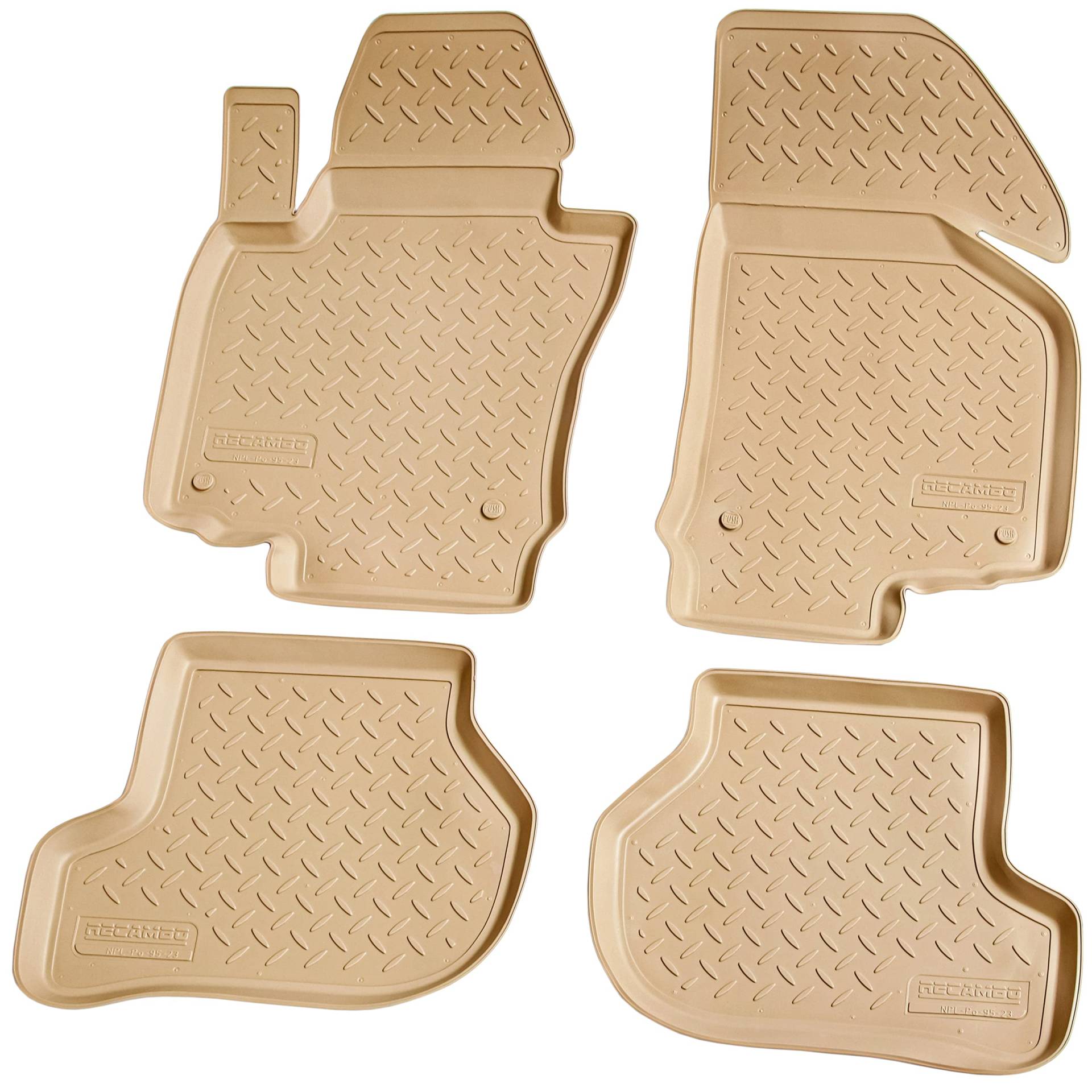 Recambo 3D Gummi Fußmatten kompatibel für Skoda Octavia II | BJ 2004-2013 | Auto Gummimatten | Passgenau | mit Rand | beige von Recambo