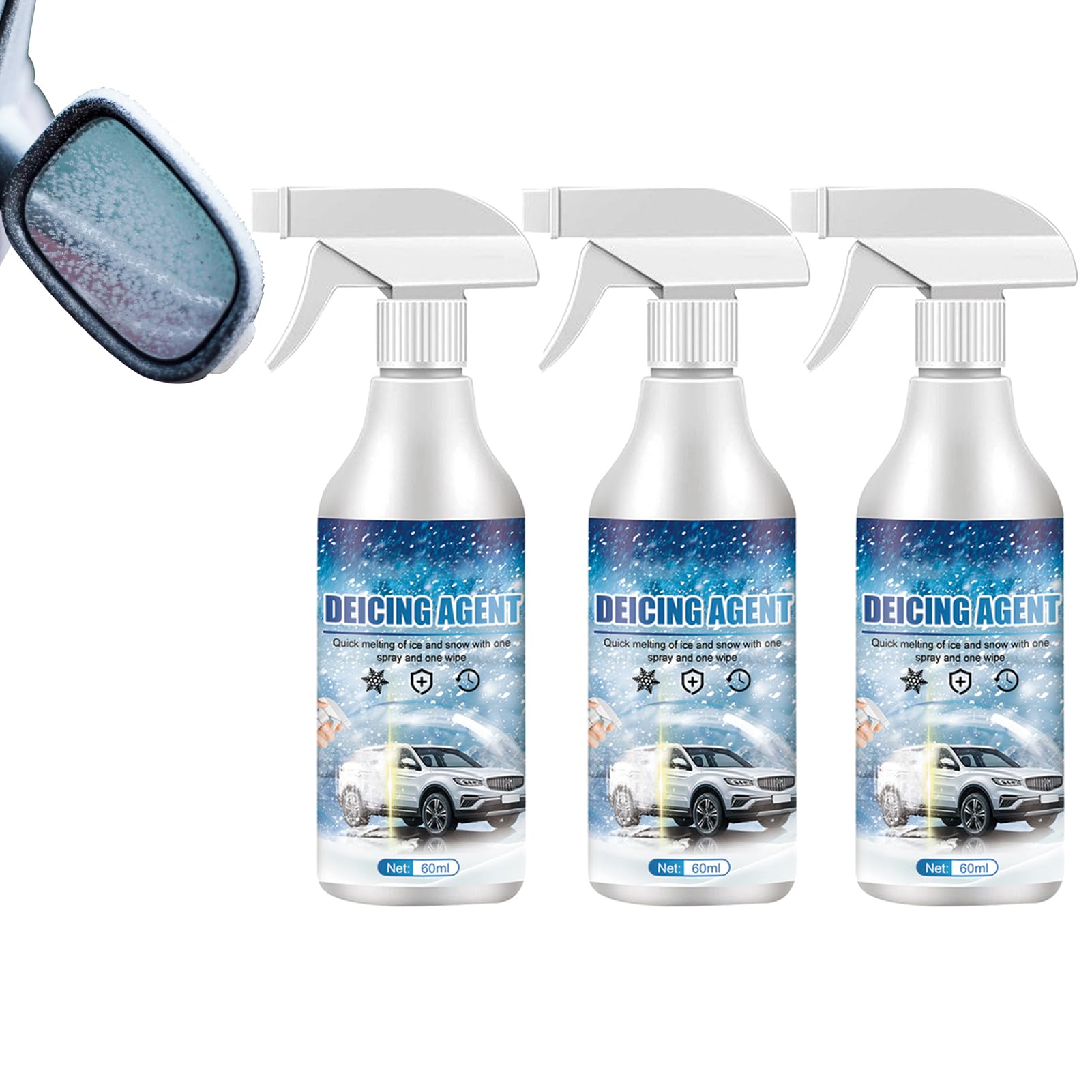 Recitem Scheibenenteiser,Schnelles EIS Schmelzen Spray Auftauen Anti Frost Spray Deicer Spray für Fenster Spiegel Schlüsselschlösser,Auto Windschutzscheibe Deicing Spray Schnee Schmelzen (3 Stück) von Recitem