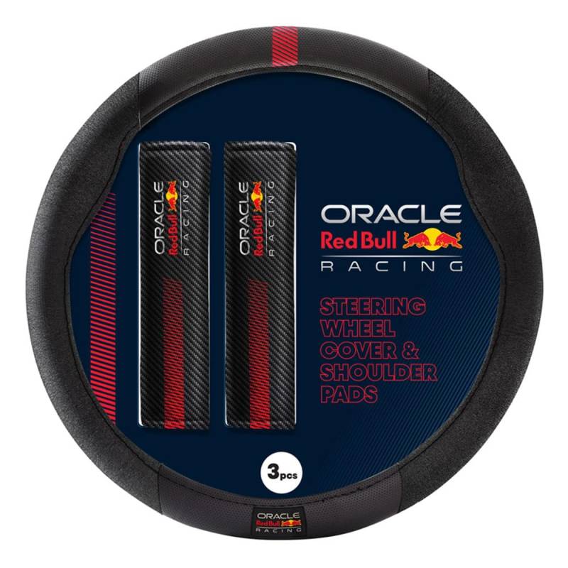 Red Bull Oracle Universelle Lenkradhülle + Gurtpolster - Typ 001 - Schwarz/Rot von Red Bull Racing
