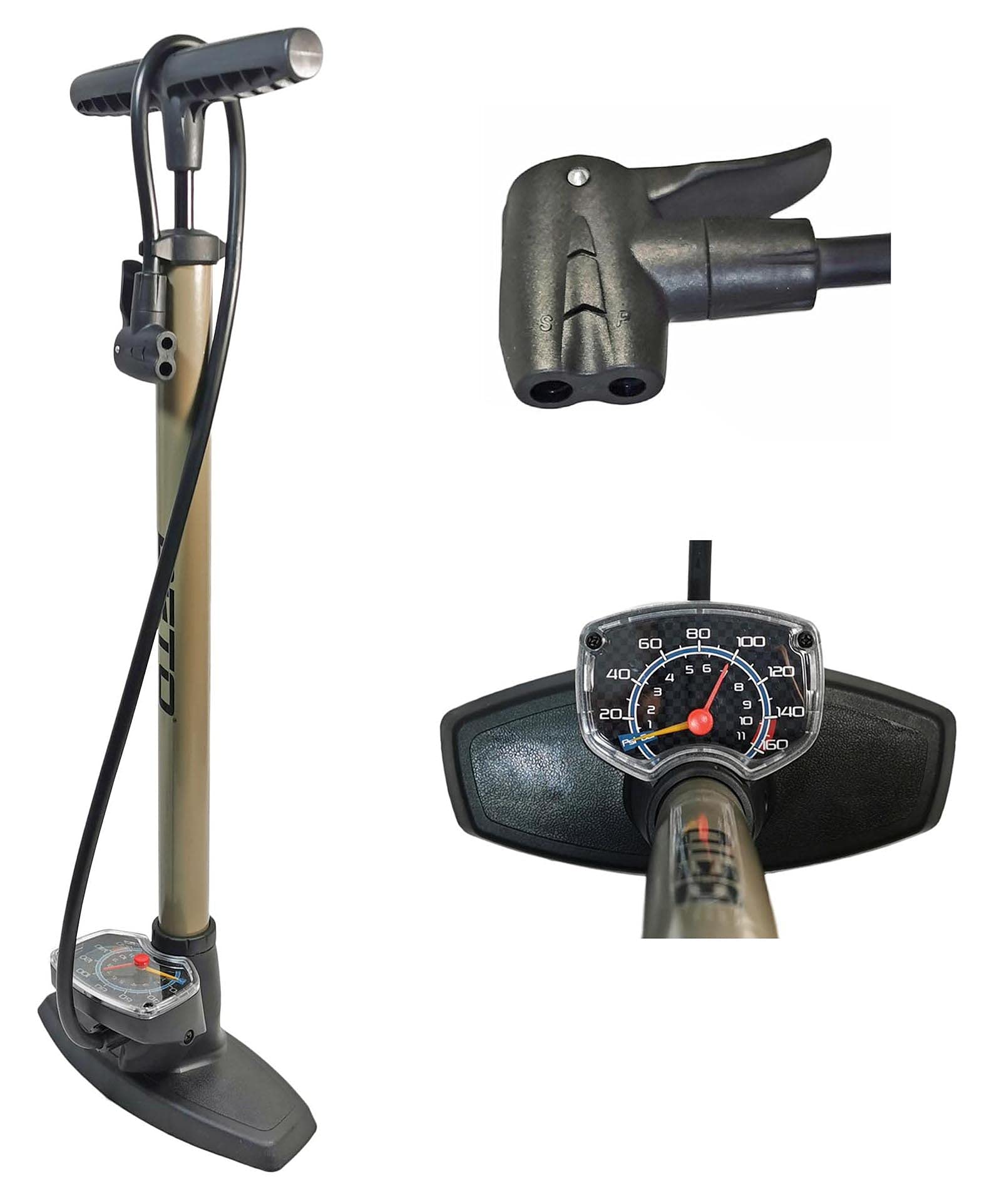 Beto - Fahrradpumpe Standpumpe -Luftpumpe Fahrrad - Fußpumpe mit Manometer - alle Ventile - Dunlop - Französisches - Auto Ventil - Hochdruck Standpumpe - 11 bar/160 psi | by Red Loon von Red Loon