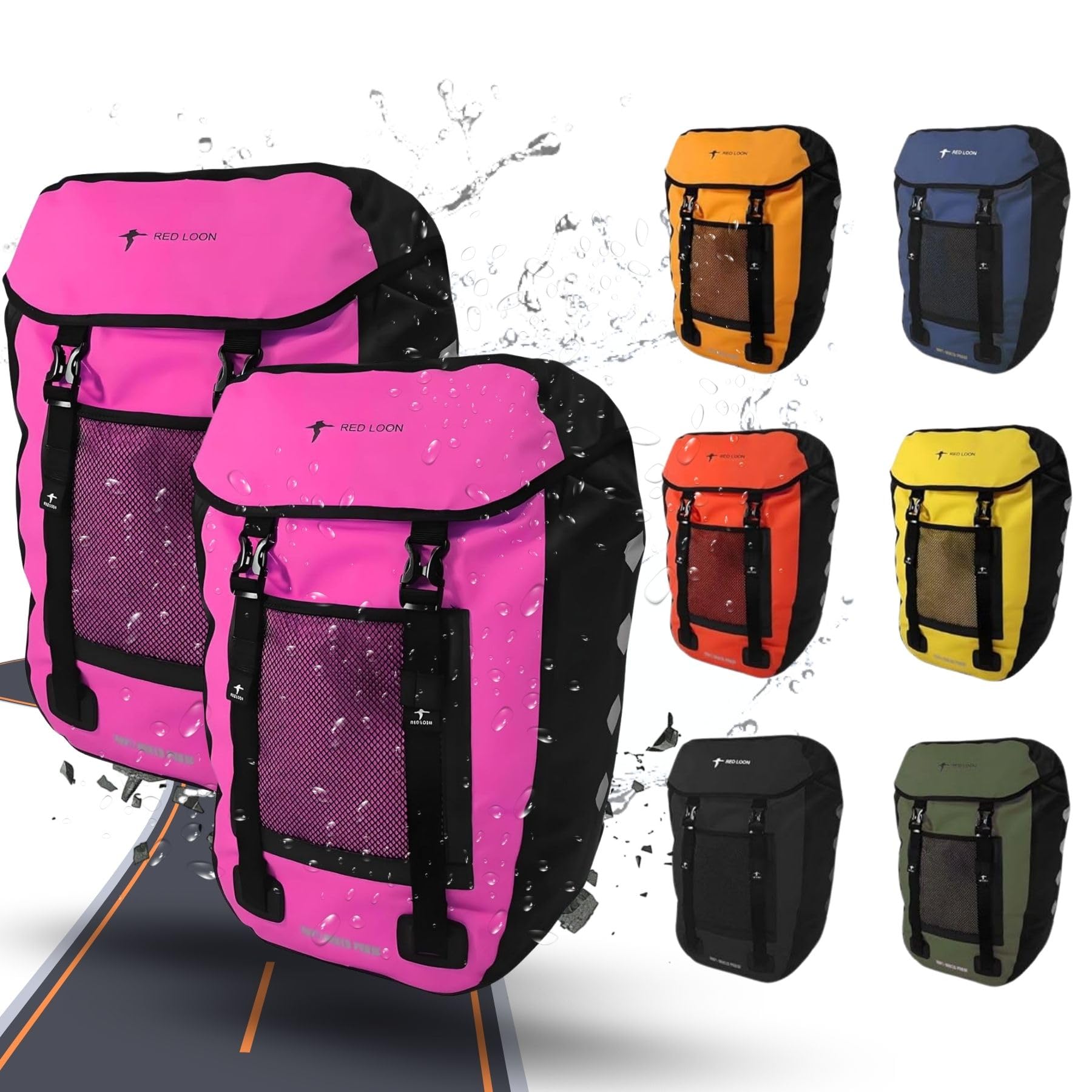 Red Loon 2X Fahrradtasche eBike hinten - Bike Packing - Radtasche für Gepäckträger wasserdicht - Fahrradtasche - Hinterradtasche - Fahrradtasche Gepäckträger - Gepäckbox LKW-Plane Pro Plus pink von Red Loon