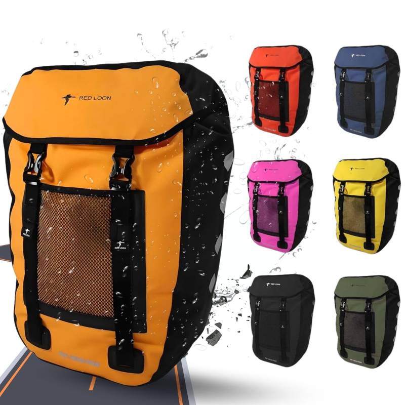 Red Loon Fahrradtasche eBike hinten - Bike Packing - Radtasche für Gepäckträger wasserdicht - Fahrradtasche - Hinterradtasche - Fahrradtasche Gepäckträger - Gepäckbox LKW-Plane Pro Plus orange von Red Loon