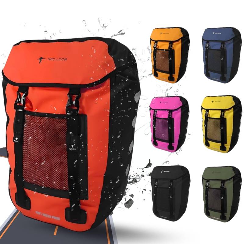 Red Loon Fahrradtasche eBike hinten - Bike Packing - Radtasche für Gepäckträger wasserdicht - Fahrradtasche - Hinterradtasche - Fahrradtasche Gepäckträger - Gepäckbox LKW-Plane Pro Plus rot von Red Loon