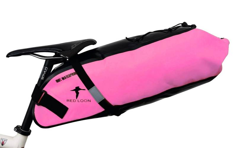 Red Loon Satteltasche für Fahrrad wasserdicht - Gepäckträger Tasche - Hinterradtasche Fahrrad - Fahrradtaschen für Gepäckträger wasserdicht - Bikepacking - Backloader - Packtasche Fahrrad 15L pink von Red Loon