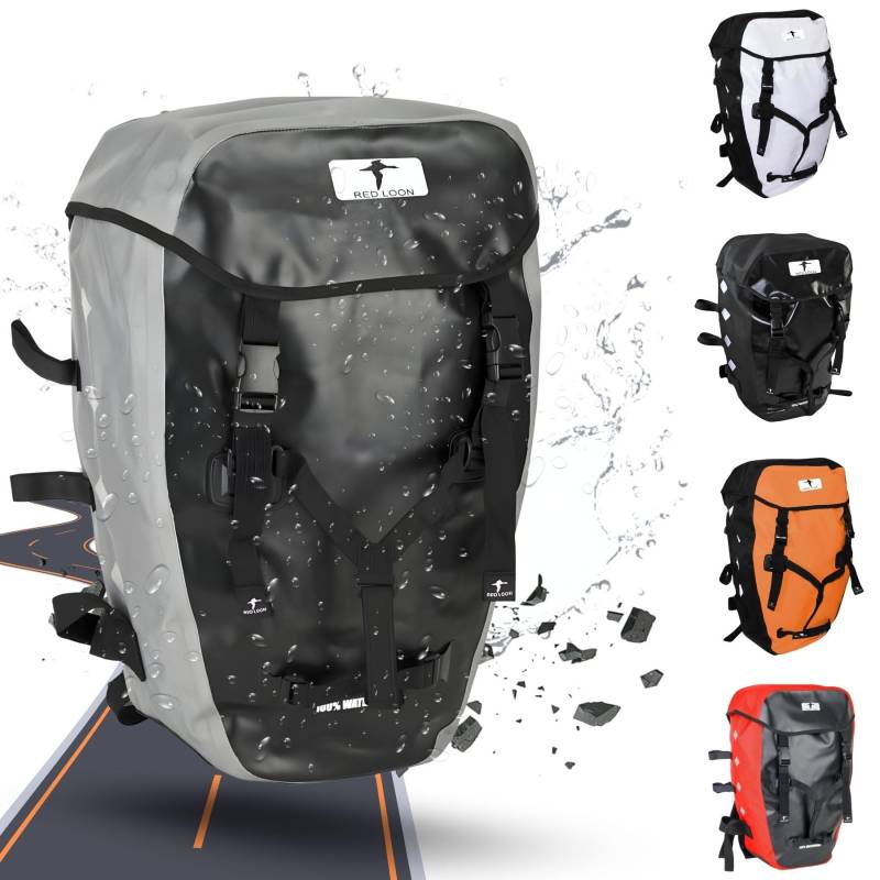 Red Loon wasserdichter Fahrrad Rucksack Fahrradrucksack 22L Pro Silber/schwarz - Rolltop Backpack mit Reflektorpunkten - Rucksack LKW-Plane reißfest aus superstrapazierfähigem Material von Red Loon