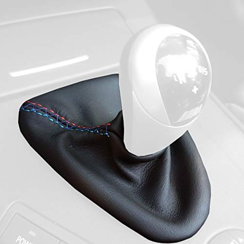 RedlineGoods DKG Schaltsack Manschette kompatibel mit BMW 3-Series 2005-12. Maßgeschneidert - Nicht universell. Echtes Top Qualitat Italienisches Alcantara. Schwarz mit Blauem Faden von RedlineGoods