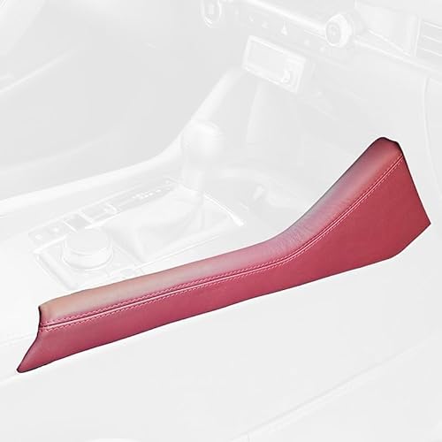 RedlineGoods Mittelkonsolenabdeckung kompatibel mit Mazda 3 2019-24 Maßgeschneidert - nicht universell! Echtes hochwertiges italienisches rotes Leder mit schwarzem Faden von RedlineGoods