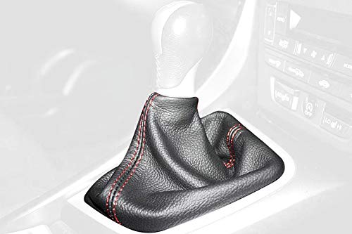 RedlineGoods Schaltsack Manschette EUR kompatibel mit Honda Civic 2012-15. Maßgeschneidert - Nicht universell. Echtes Top Qualitat Italienisches Leder. Schwarz perforiert mit Schwarzem Faden von RedlineGoods