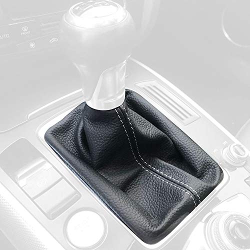 RedlineGoods Schaltsack Manschette kompatibel mit Audi A4 B8 2008-16. Maßgeschneidert - nicht universell. Echtes Top Qualitat Italienisches Alcantara. Schwarz mit Silberem Faden von RedlineGoods