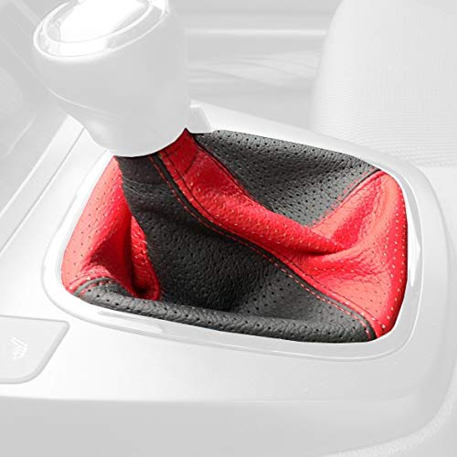 RedlineGoods Schaltsack Manschette kompatibel mit Hyundai Genesis Coupe 2008-12. Maßgeschneidert - Nicht universell. Echtes Top Qualitat Italienisches Alcantara. Schwarz mit Rotem Faden von RedlineGoods