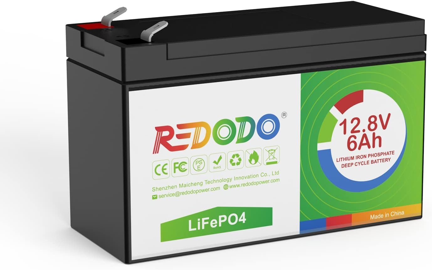 Redodo 12V 6Ah LiFePO4 Akku 2000+ Zyklen Wiederaufladbare Lithium Batterie von Redodo