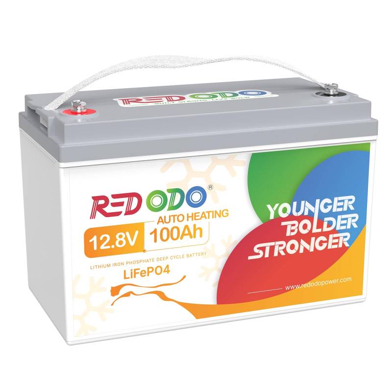 Redodo 2024 Verbesserte selbstheizende 12V 100Ah LiFePO4-Batterie, integriertes 100A BMS mit Heizung, unterstützt niedrigen Temperaturen (-4℉/-20℃) Laden, 4000+ Tiefe Zyklen, perfekt für Wohnmobile von Redodo