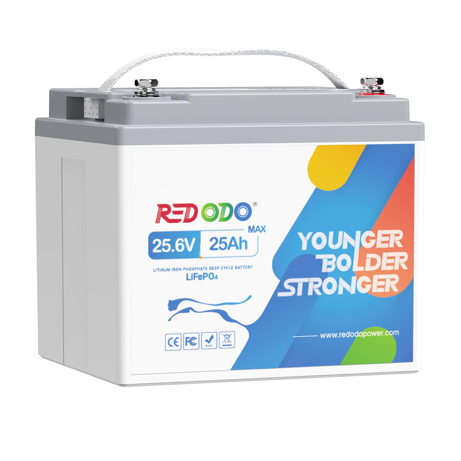 Redodo 24V25Ah LiFePO4 Lithium Batterie mit 50A BMS Schutz, 2C hohe Entladungsrate, 1280W Dauerlastleistung, 640Wh Elektrizität für Elektrowerkzeuge, elektrische Rollstühle, Mobilitätsroller von Redodo