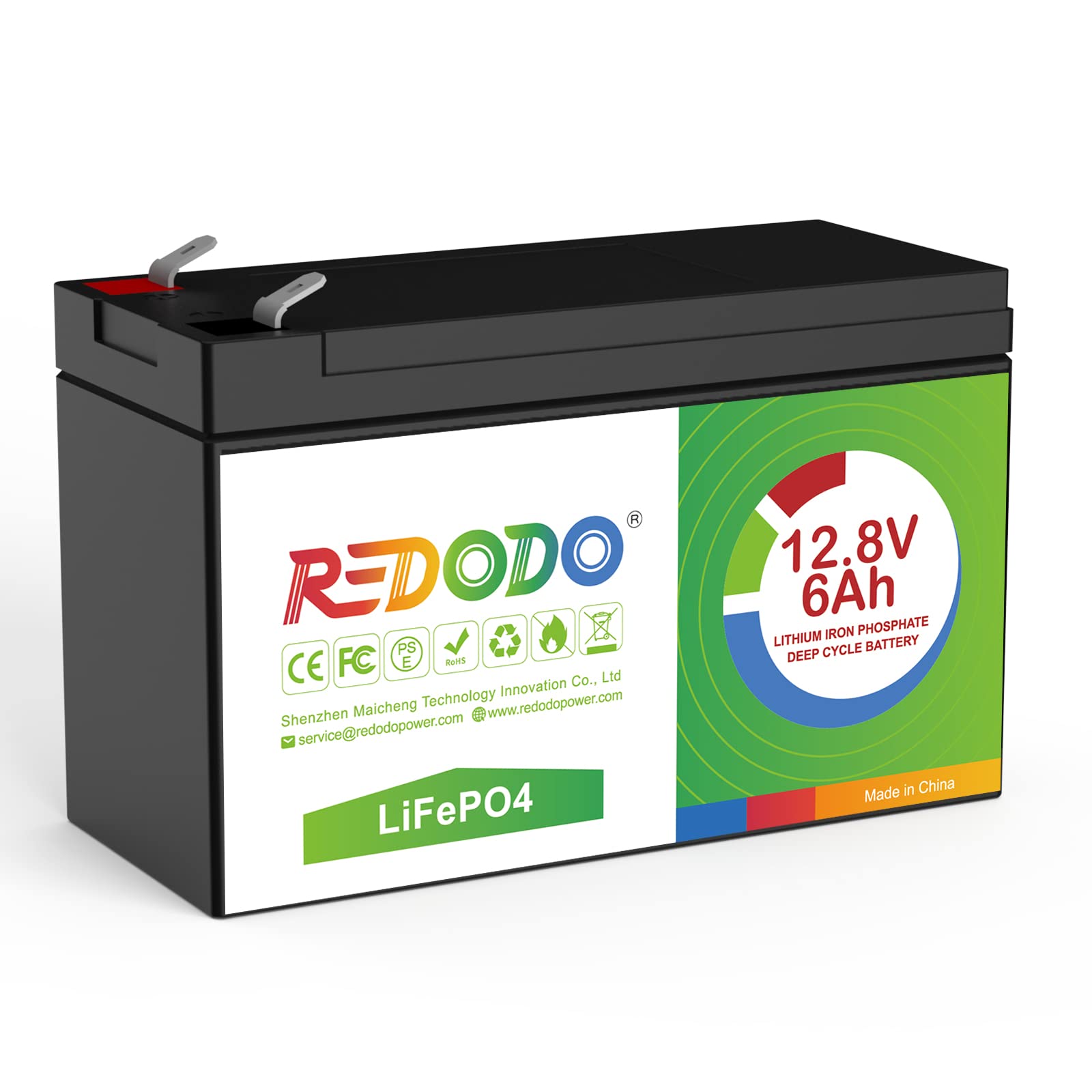 Redodo LiFePO4 Akku 12V 6Ah 2000+ Zyklen Wiederaufladbare Lithium Batterie 12 Volt Batterie 1/2 Leichtgewicht und 2-fache Energiedichte Perfekt für Solaranlage Aufsitzspielzeug und Notstromanwendungen von Redodo