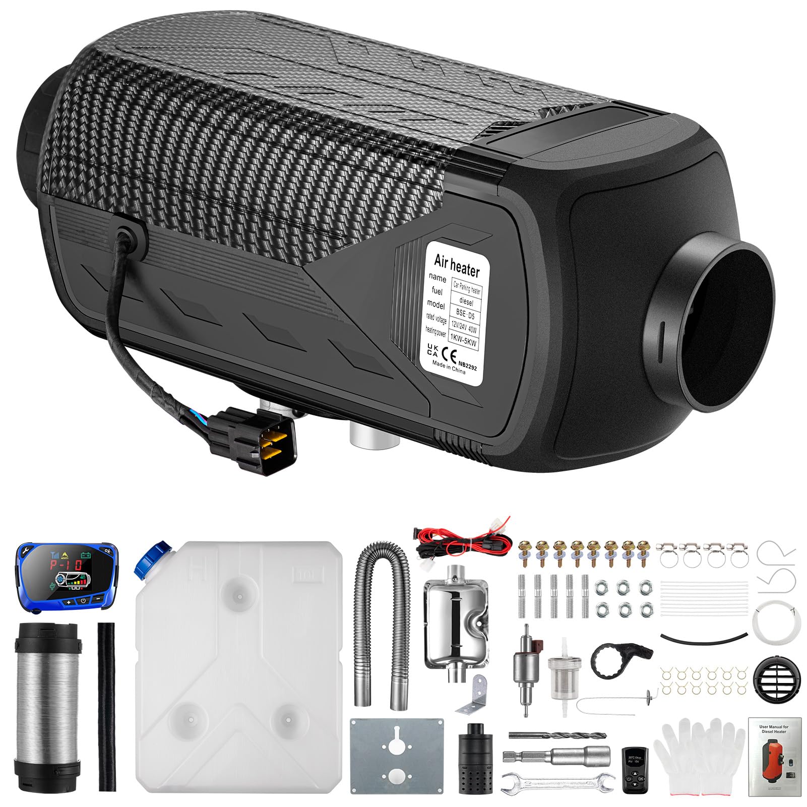 Redriver 8KW Diesel Standheizung, 12V/24V Air Heater, 10 Min Schnellaufheizung, Timer, Überhitzungsschutz, Leise Heizung, LCD-Display, Fernbedienung, für Auto, LKW, Wohnmobil, Boot von Redriver